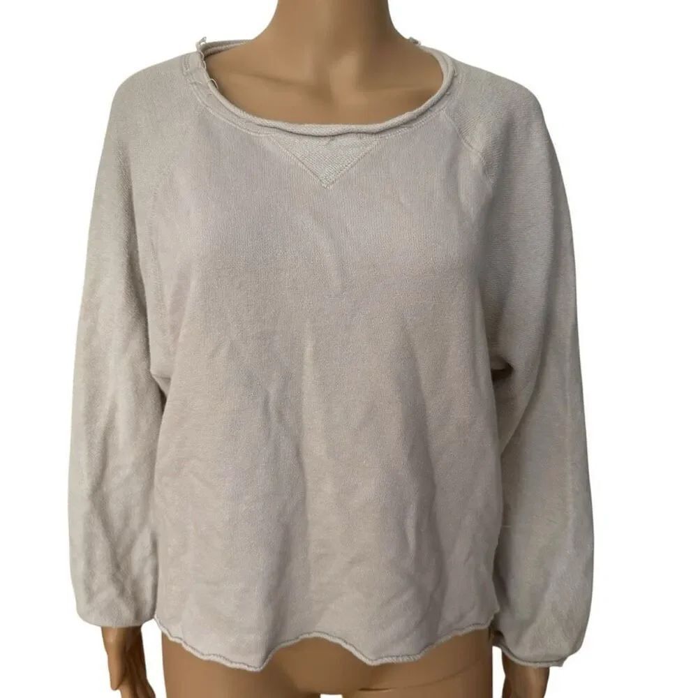 Chaser Linen/cotton blend French Terry Raw Hem Sweatshirt size L